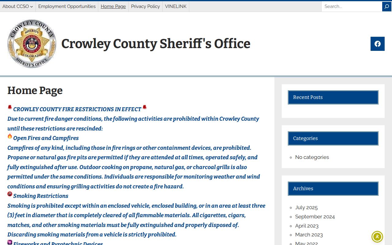 Crowley County Sheriff app announcement for inmate and jail information