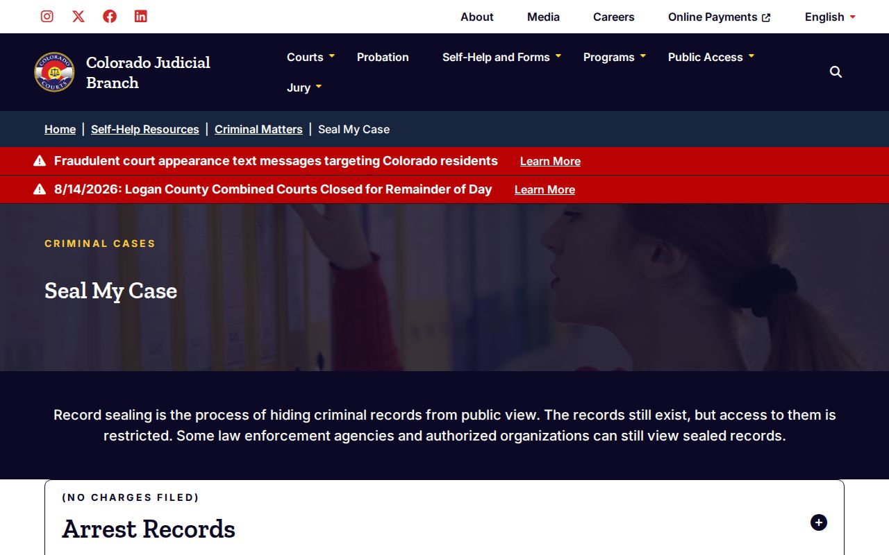 Crowley County arrest record sealing and juvenile expungement forms